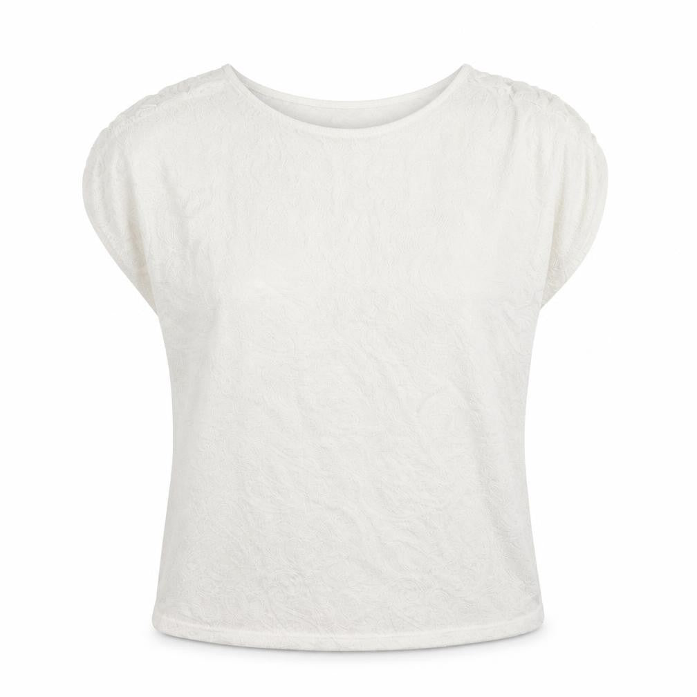 Warehouse Womens White Floral  Basic T-Shirt Size 10