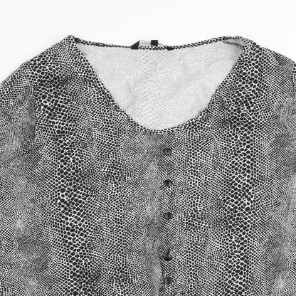 Peacocks Womens Black Animal Print  Basic T-Shirt Size 18