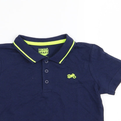 Preloved F&F Boys Blue   Basic Polo Size 2-3 Years - Detail
