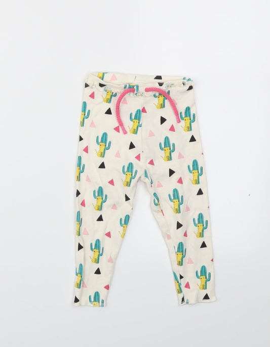 mini club  Girls Ivory Animal Print  Capri Trousers Size 12-18 Months