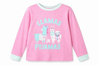 Front view of Collection girls’ pink animal print basic t-shirt, size 7, years