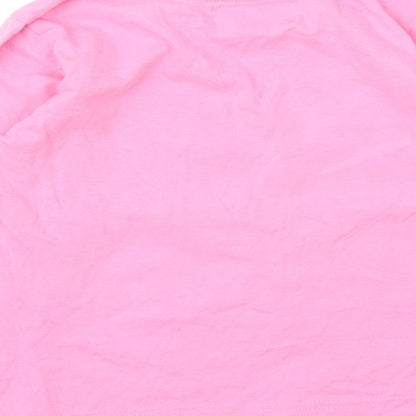 Brand and care label for Collection girls’ pink animal print basic t-shirt, size 7, years