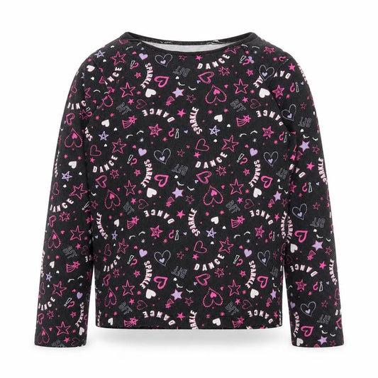 George Girls Black Floral  Basic T-Shirt Size 8-9 Years