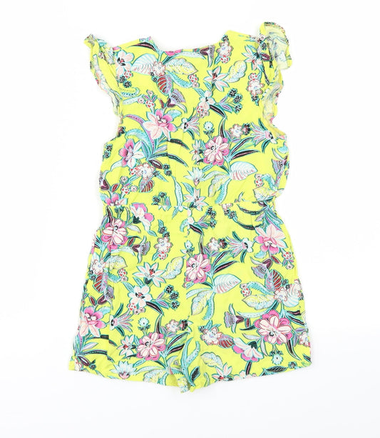 I love girls wear Girls Yellow Floral  Bodysuit One-Piece Size 7 Years