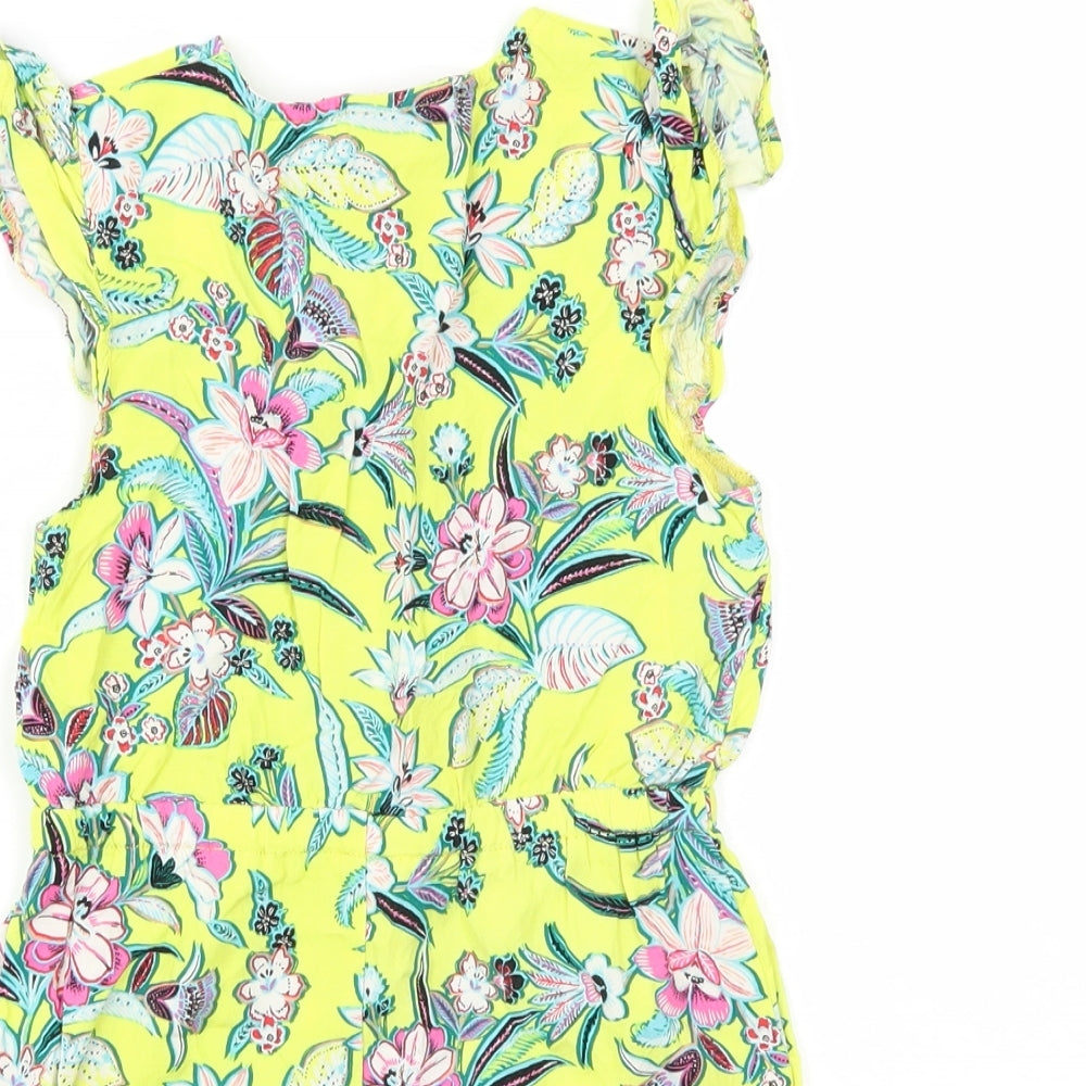 I love girls wear Girls Yellow Floral  Bodysuit One-Piece Size 7 Years
