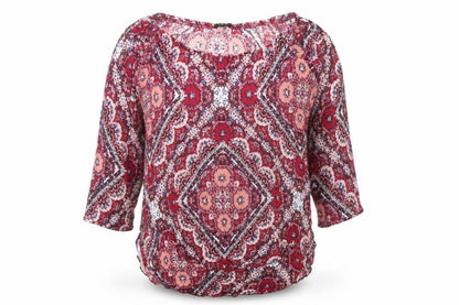 Solo Womens Red Floral  Basic T-Shirt Size 12