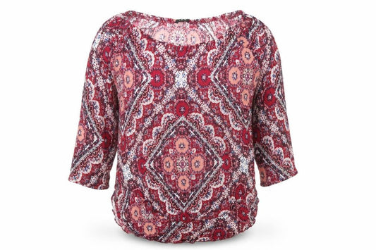Solo Womens Red Floral  Basic T-Shirt Size 12