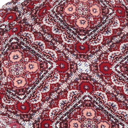 Solo Womens Red Floral  Basic T-Shirt Size 12