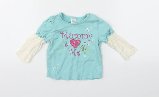 TU  Blue Animal Print  Basic T-Shirt Size 3-6 Months
