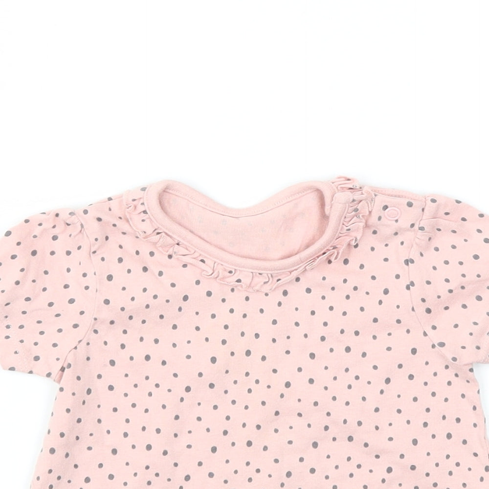 George Girls Pink Polka Dot  Basic T-Shirt Size 9-12 Months