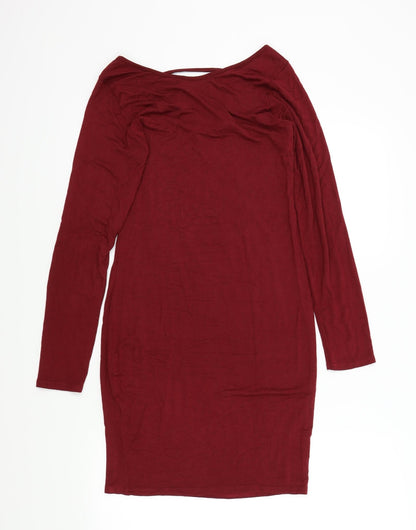 Preloved Boohoo Womens Red Colourblock  A-Line  Size 14 - Back