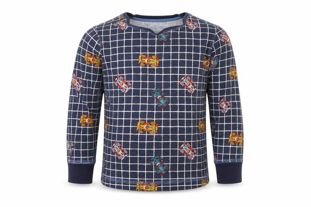TU Boys Blue Colourblock  Basic T-Shirt Size 2-3 Years  - Race Car Print