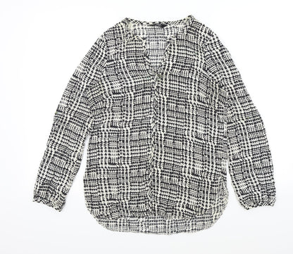 Preloved F&F Womens Black Geometric  Basic Blouse Size 8 - Front