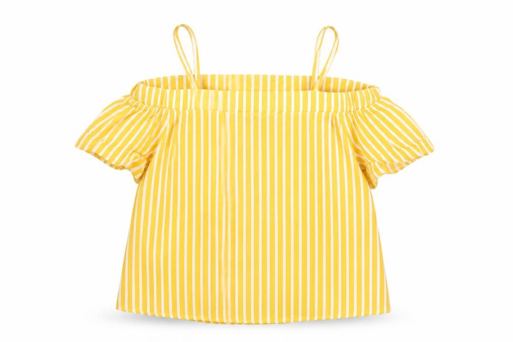 Primark Girls Yellow Striped  Basic T-Shirt Size 12-13 Years