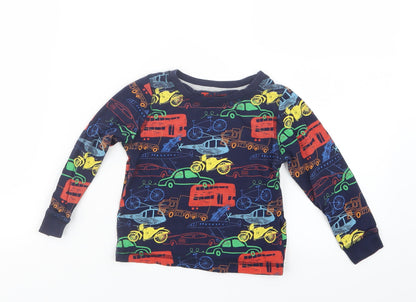 Tu Boys Blue Geometric   Pyjama Top Size 2-3 Years  - Cars