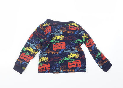 Tu Boys Blue Geometric   Pyjama Top Size 2-3 Years  - Cars