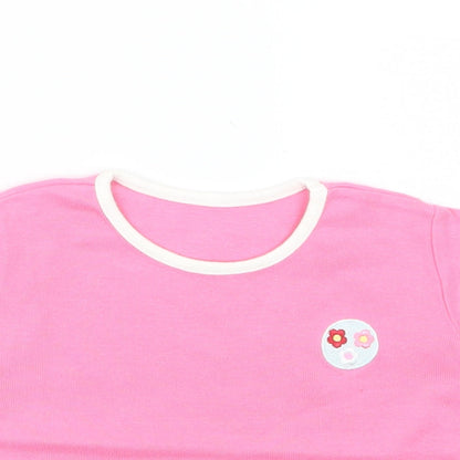 Close-up detail of George girls’ pink basic t-shirt, size 6-9, months