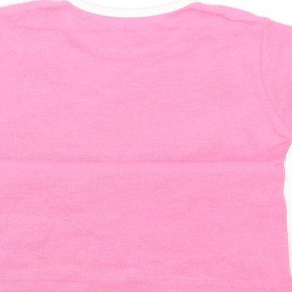 Brand and care label for George girls’ pink basic t-shirt, size 6-9, months