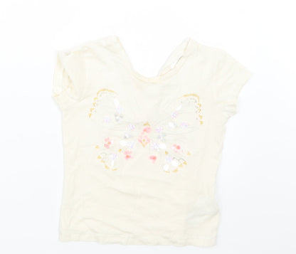 Additional front view of Billieblush girls’ ivory basic t-shirt, size 4, years