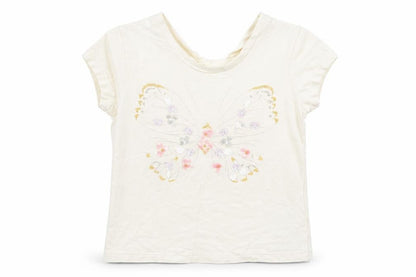 Front view of Billieblush girls’ ivory basic t-shirt, size 4, years
