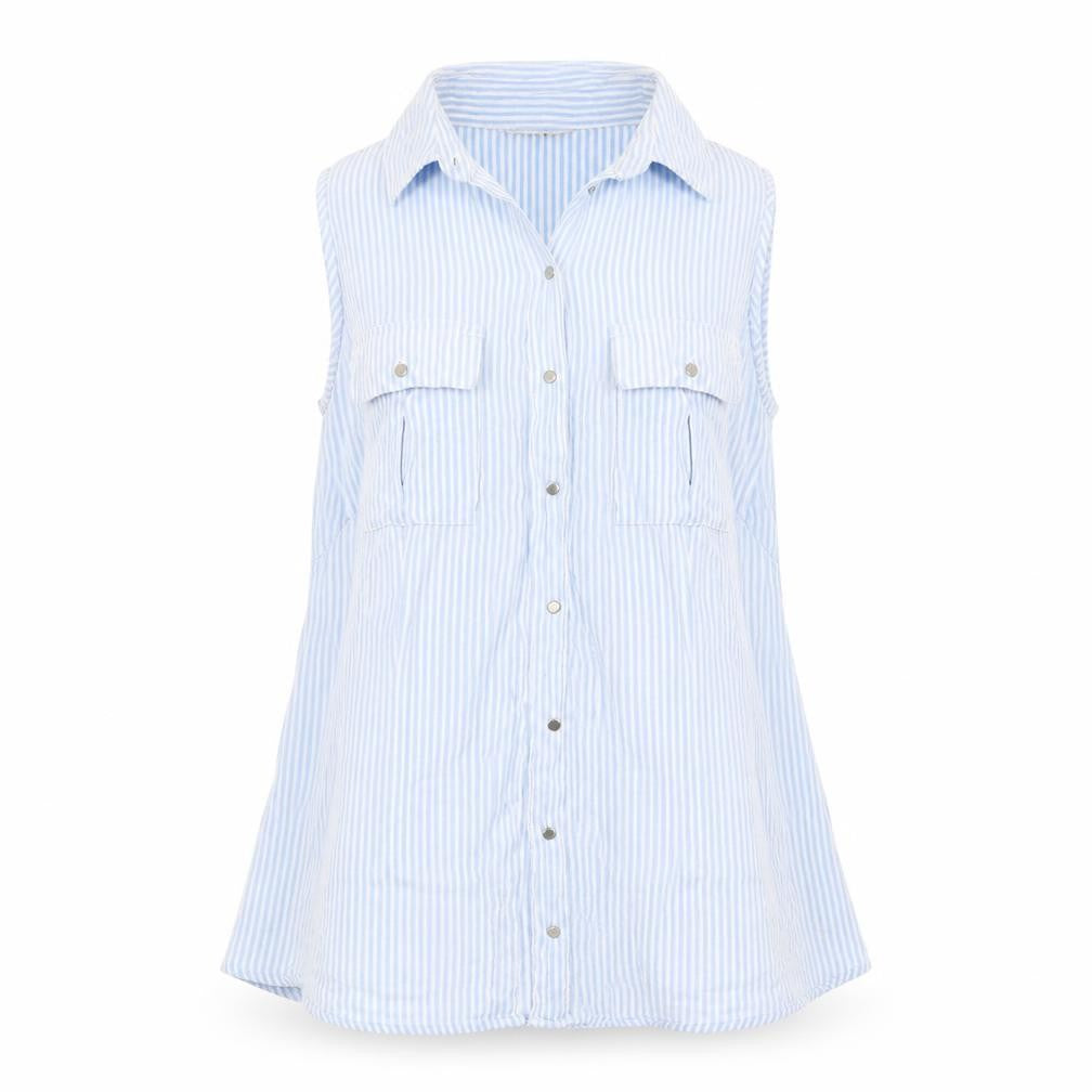 Very Womens Blue Striped  Basic Button-Up Size 8