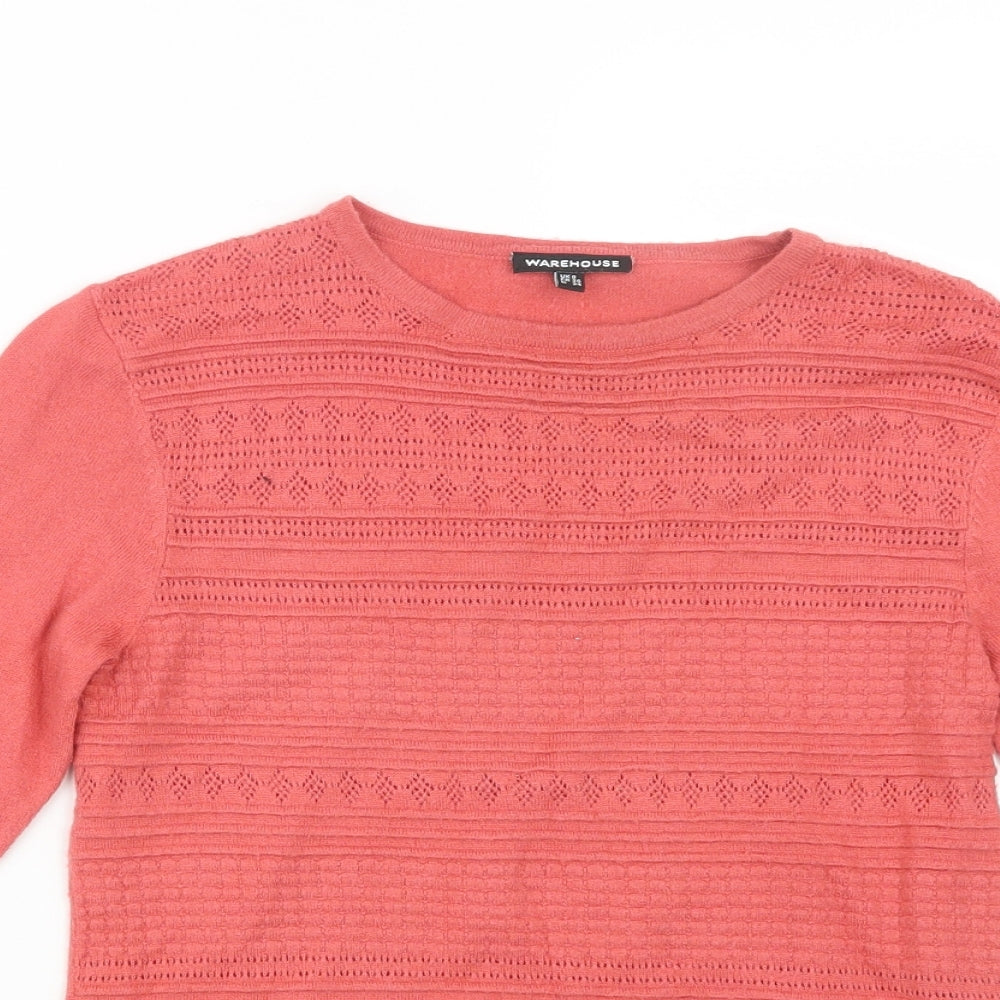 Warehouse Womens Pink  Knit Pullover Jumper Size 8