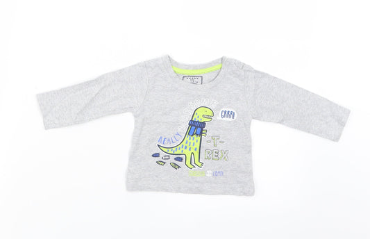 Earlydays Boys Grey   Basic T-Shirt Size 3-6 Months  - T-Rex