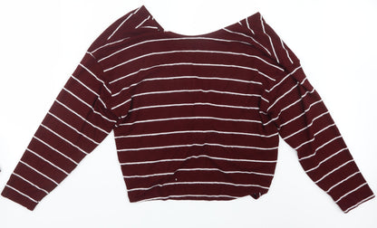 Bershka Womens Red Striped  Pullover Jumper Size L