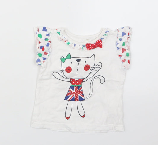 George Girls White   Basic T-Shirt Size 9-12 Months