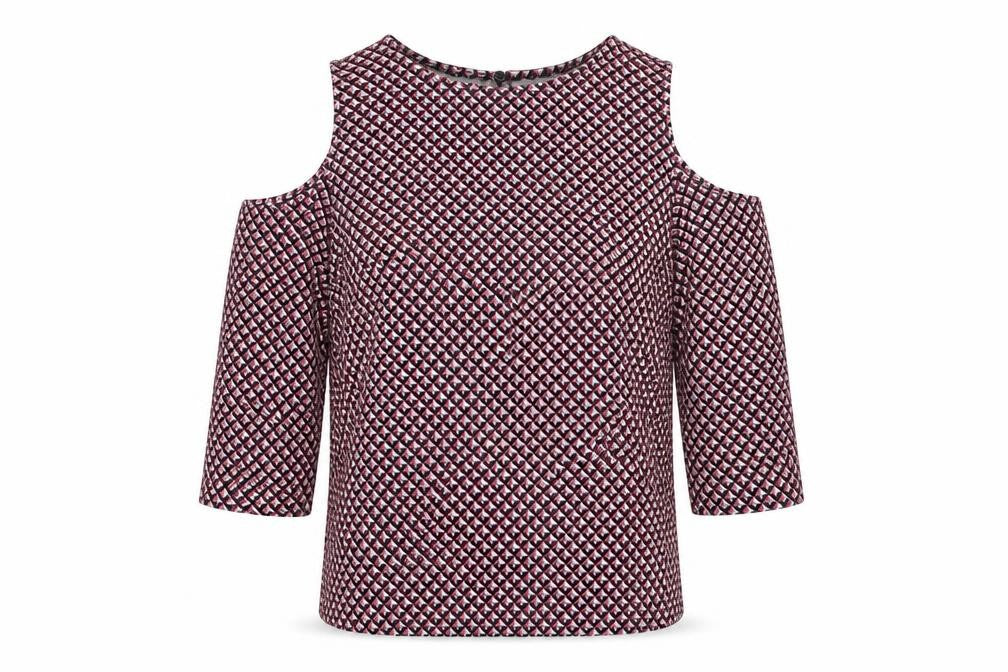New Look Womens Pink Geometric  Basic Blouse Size 6  - cold Shoulder