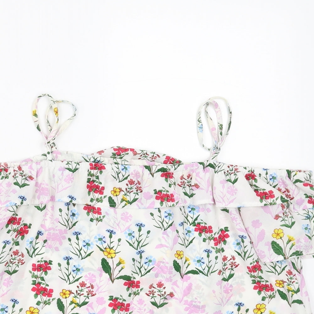 New Look Girls White Floral  Camisole Blouse Size 14 Years