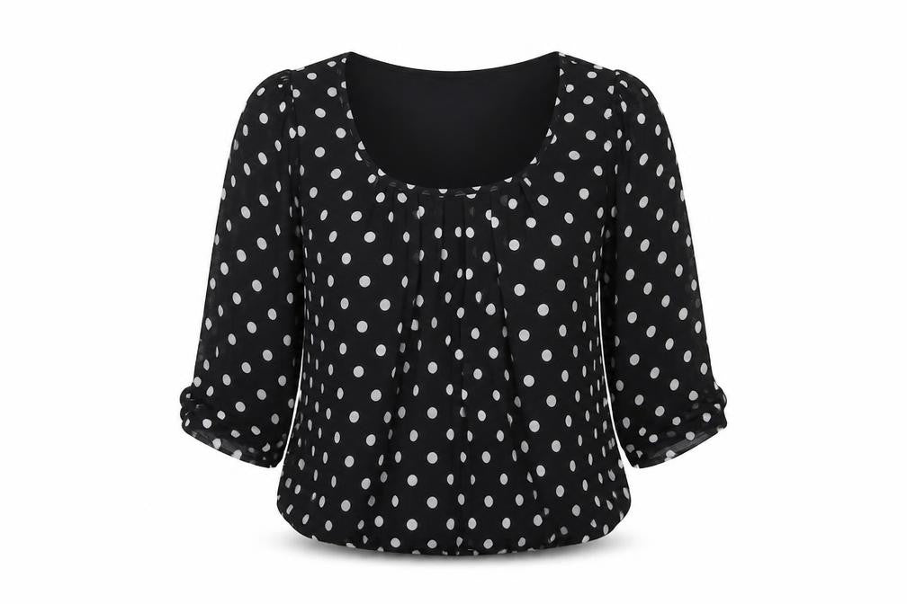 New Look Womens Black Polka Dot  Basic Blouse Size 8
