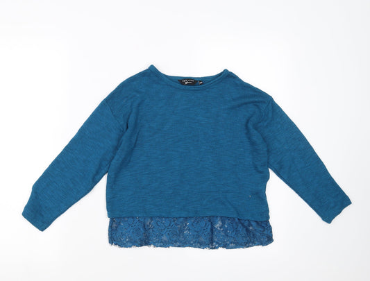 New Look Girls Blue   Pullover Jumper Size 14-15 Years  - lace hem