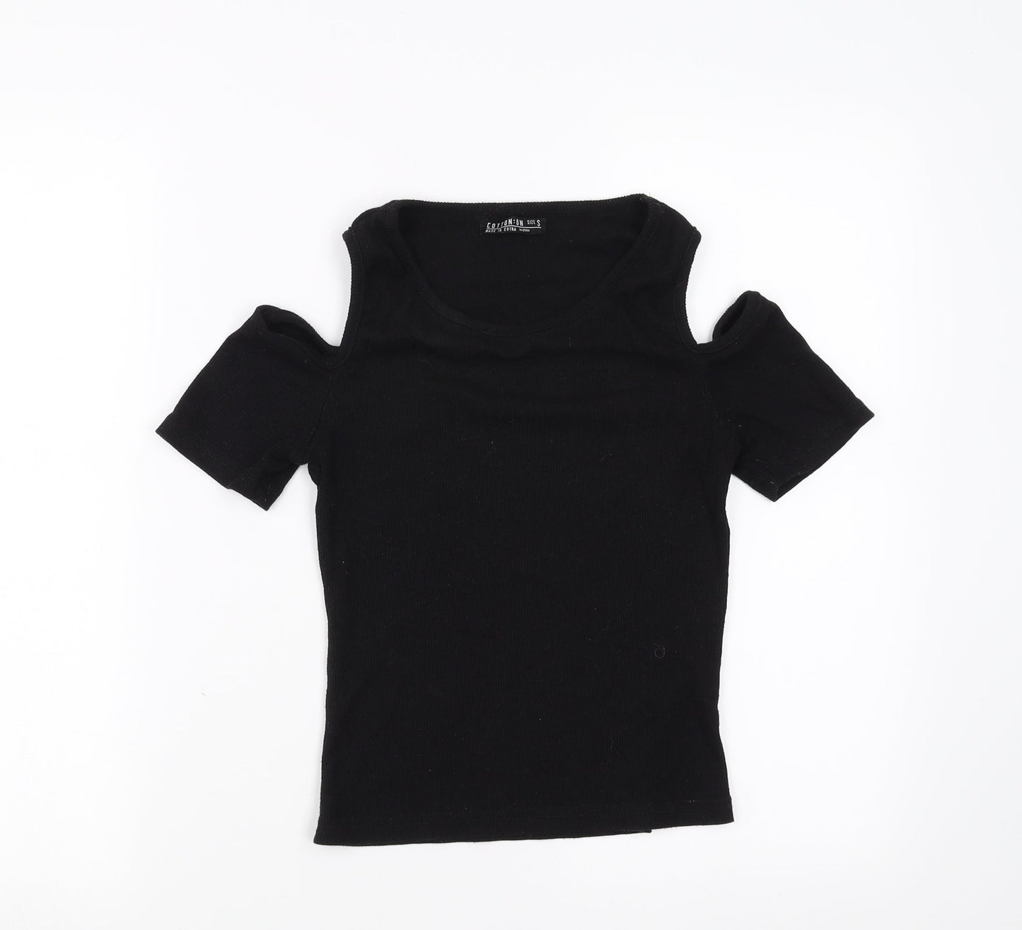 cotton:on Womens Black   Basic T-Shirt Size S  - cold Shoulder