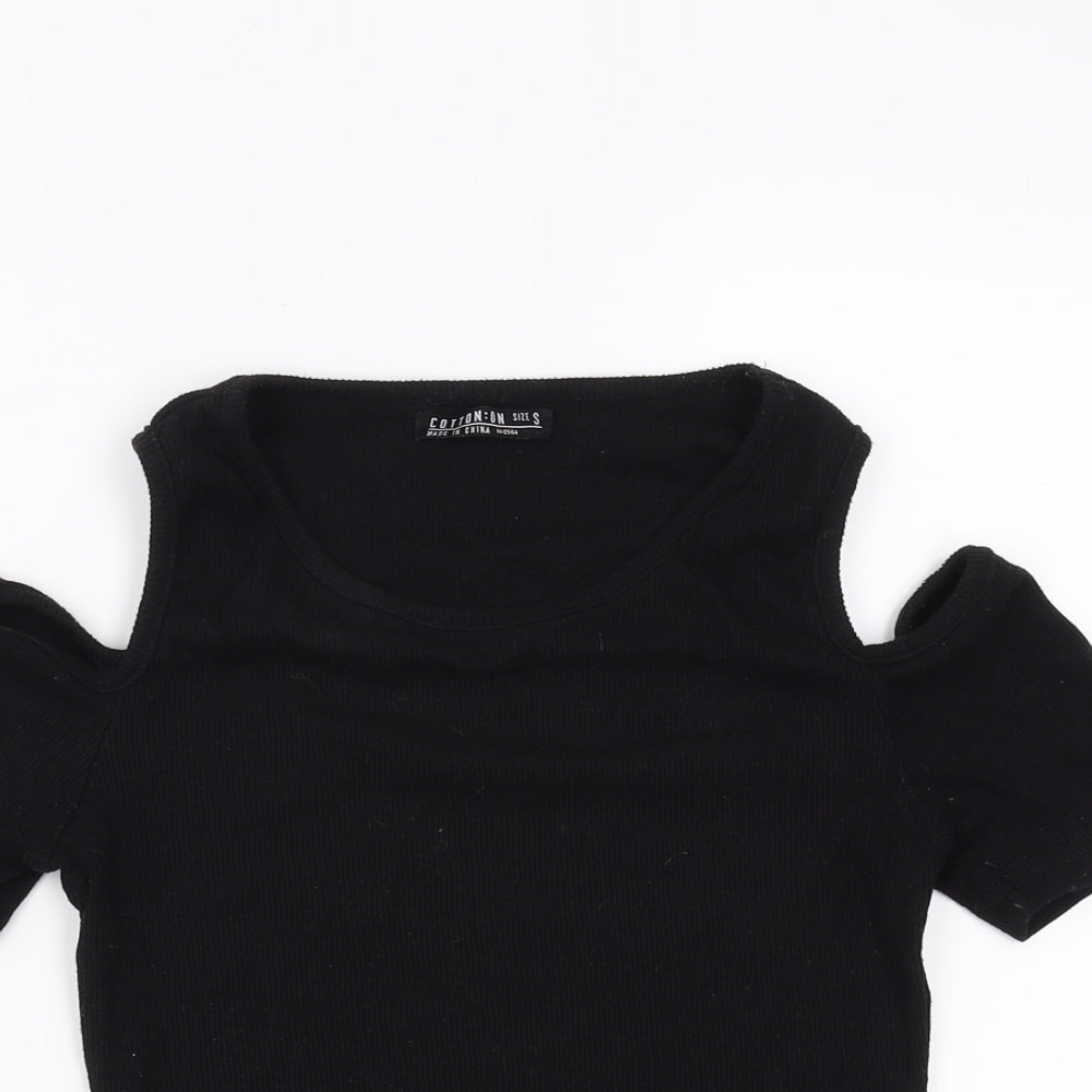 cotton:on Womens Black   Basic T-Shirt Size S  - cold Shoulder