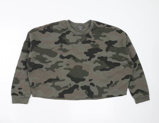 Primark Womens Green Camouflage  Pullover Sweatshirt Size S