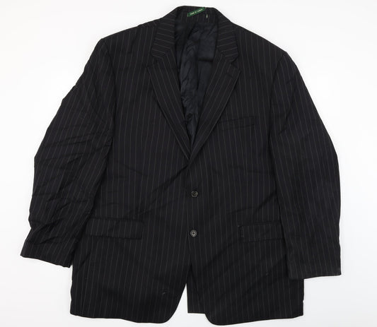 Preloved Macys  Mens Black Striped  Jacket Blazer Size M - Front