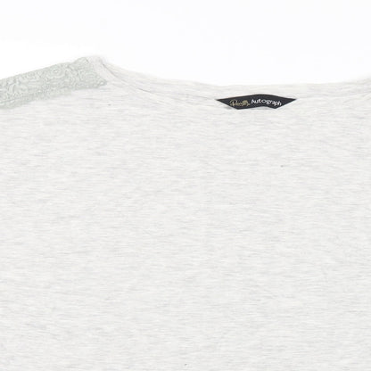 Close-up detail of Autograph women’s grey basic t-shirt, size UK 12