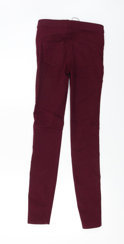 Back view of Denim & Co. women’s purple trousers, size UK 4, 25-inch leg