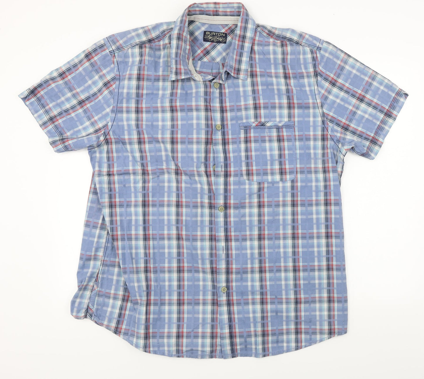 Burton  Womens Blue Check  Basic Button-Up Size XL