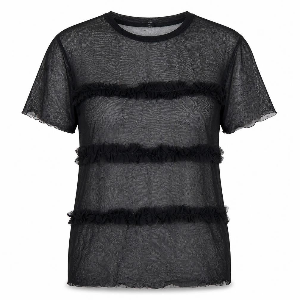 River Island Womens Black  Mesh Basic T-Shirt Size 8