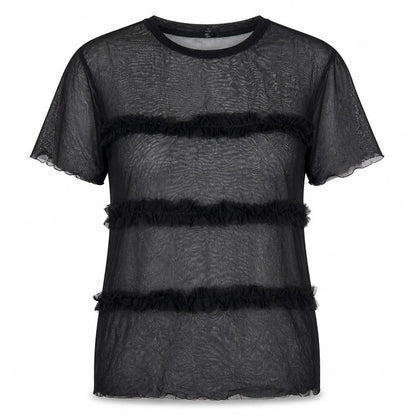 River Island Womens Black  Mesh Basic T-Shirt Size 8