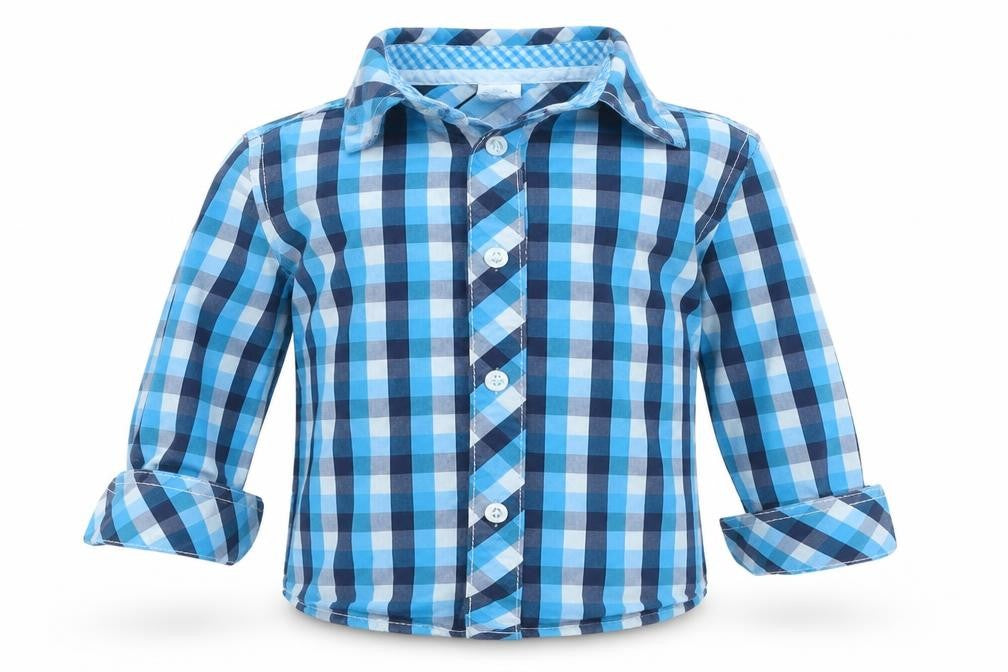 Baby Club Boys Blue Check  Basic Button-Up Size 12 Months