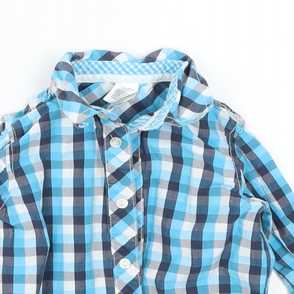 Baby Club Boys Blue Check  Basic Button-Up Size 12 Months