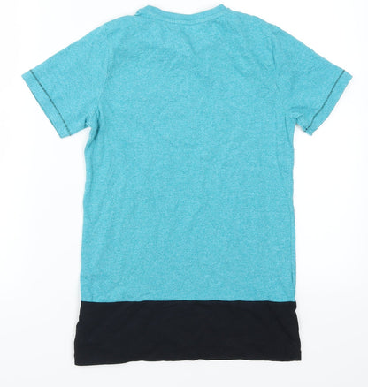 Back view of F&F girls’ blue basic t-shirt, size 8-9, years