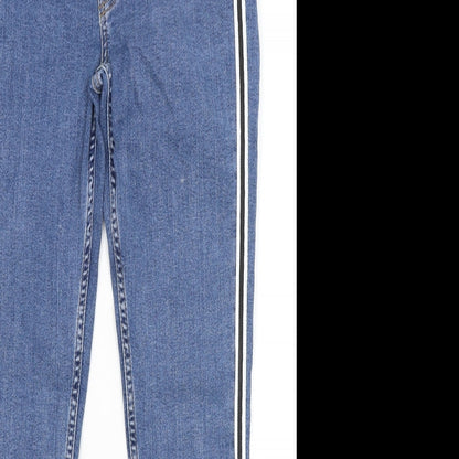 Close-up detail of Denim Co women’s blue cropped jeans, size UK 10, 26-inch leg
