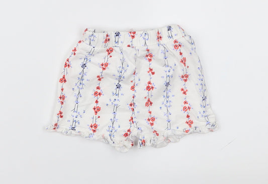 Matalan Girls White Floral  Cropped Trousers Size 9-12 Months
