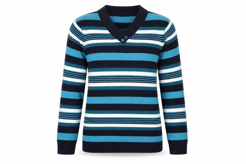 Isle Womens Blue Striped  Pullover Jumper Size 10