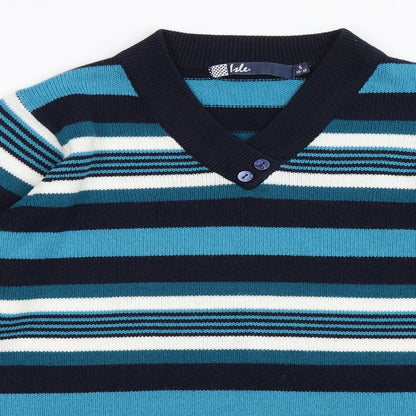 Isle Womens Blue Striped  Pullover Jumper Size 10