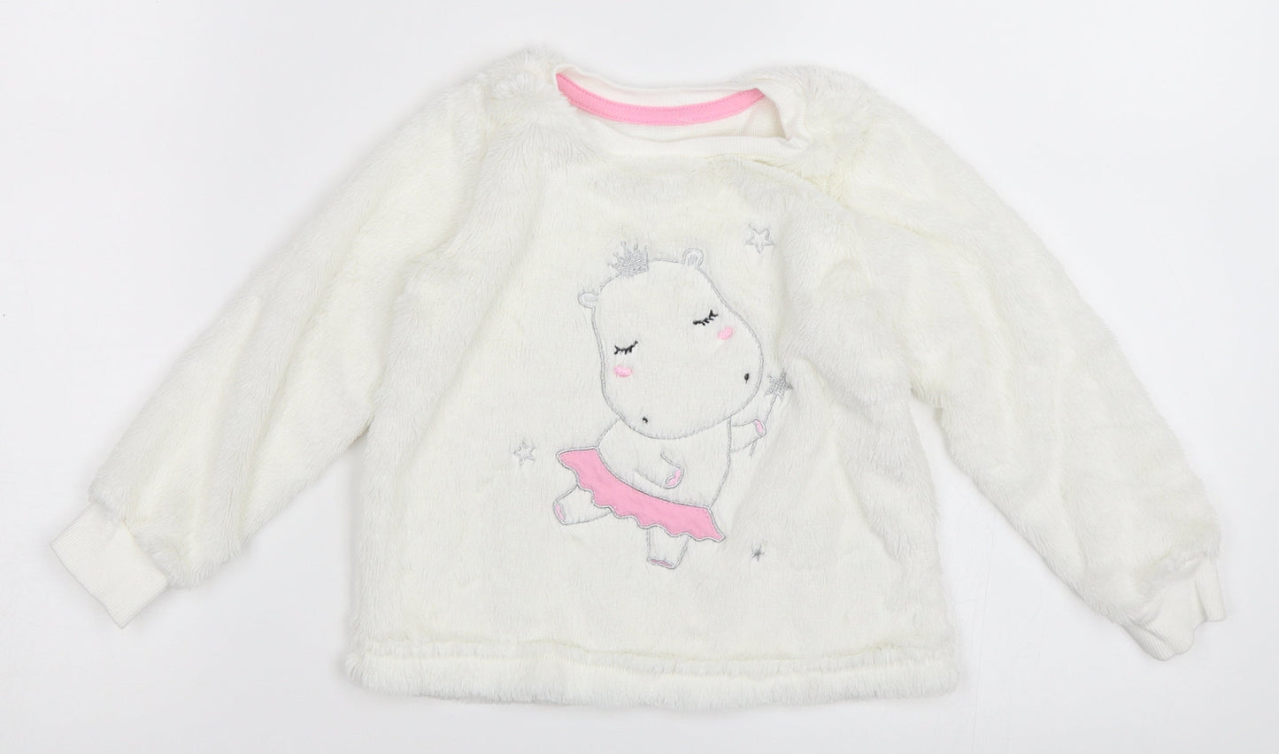 Matalan Girls White   Pullover Sweatshirt Size 2-3 Years